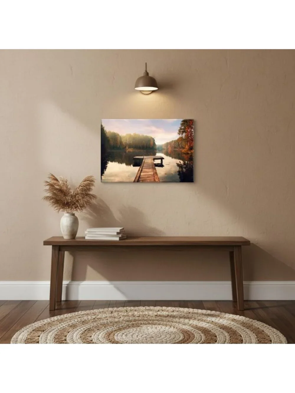 Nature Canvas Wall Art - Lake Landscape Print Decor, 24x16 Inch, Home Aesthetic
